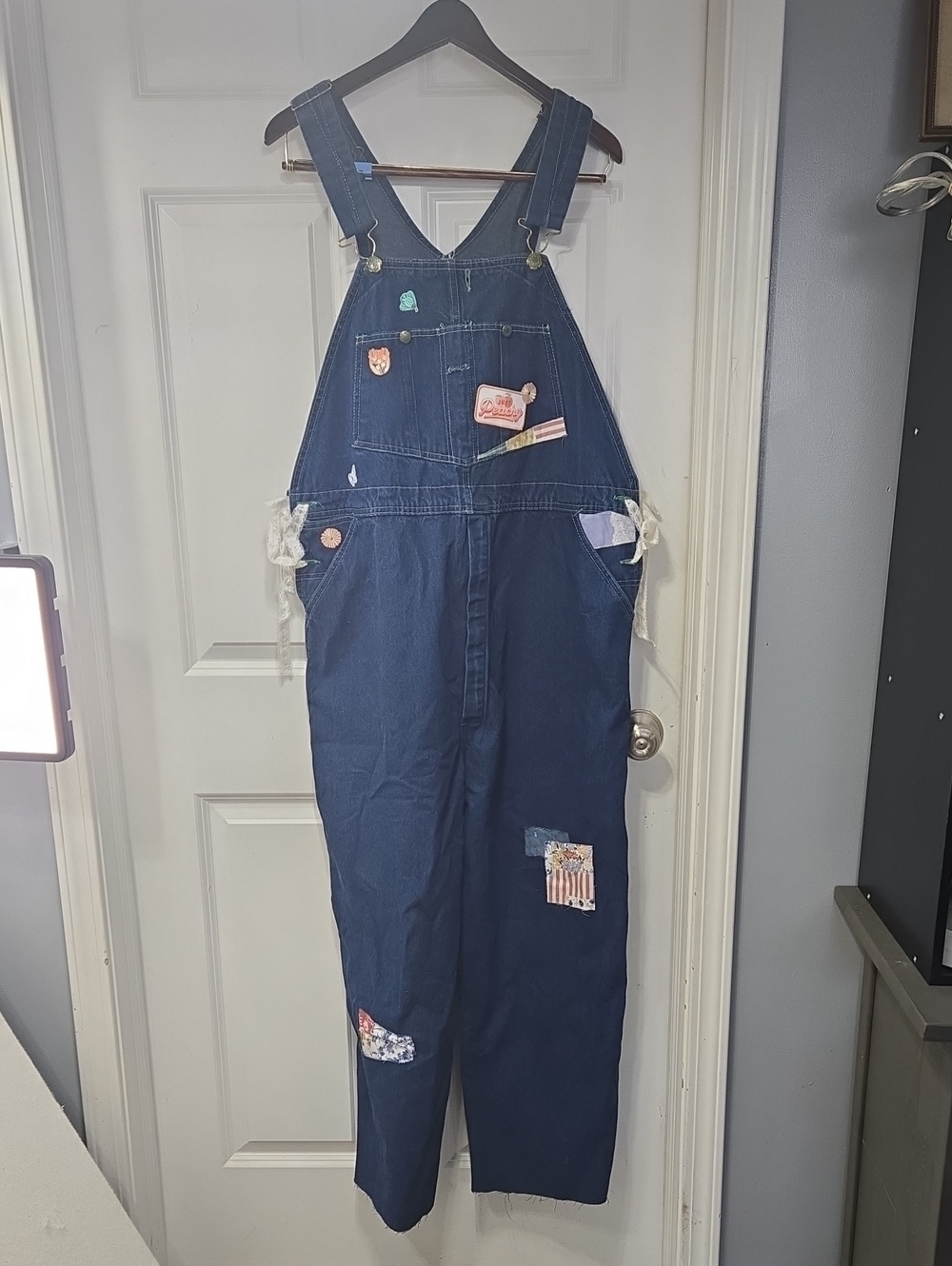 OshKosh B'gosh Dark Blue Denim Overalls with Patch Details